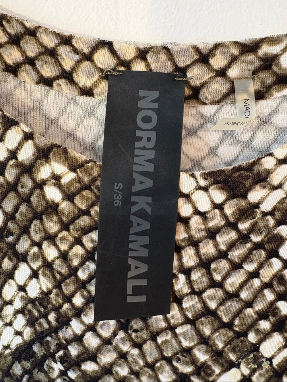 Norma Kamali Crew Fishtail Dress Scale Python Snake Print Maxi Dress S - Picture 3 of 9